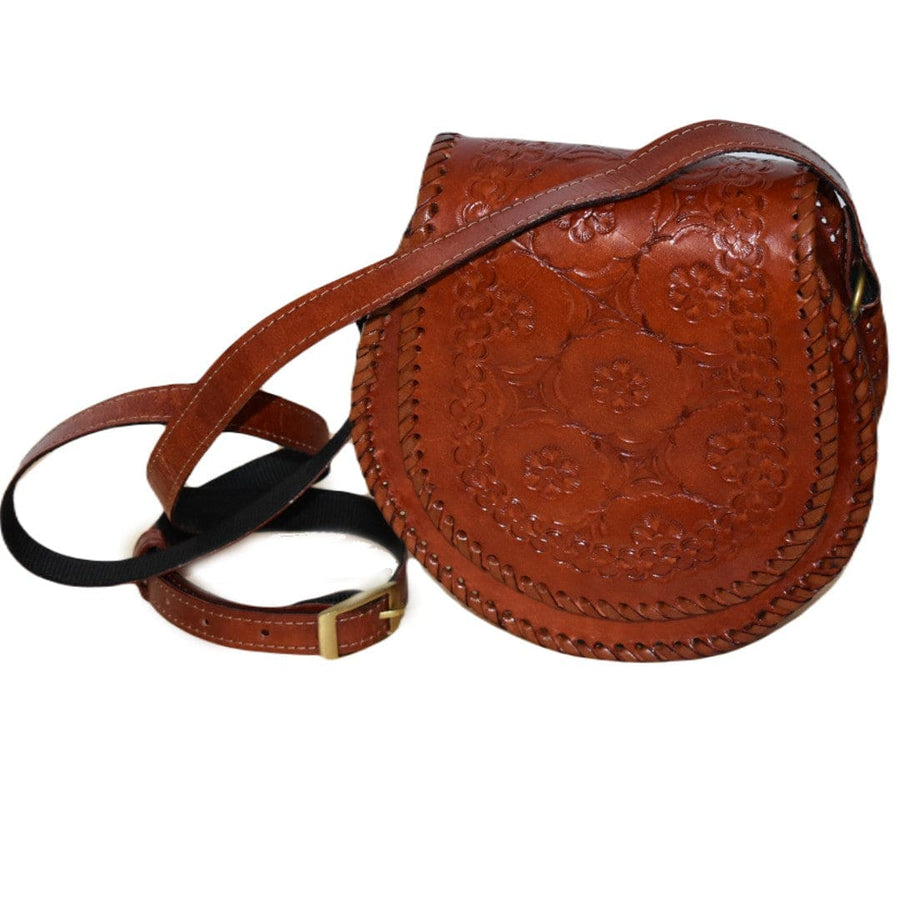 Geanta Sling lucrata manual cu model embosat. Cod: CAM3 - Geanta din Piele Naturala de camila