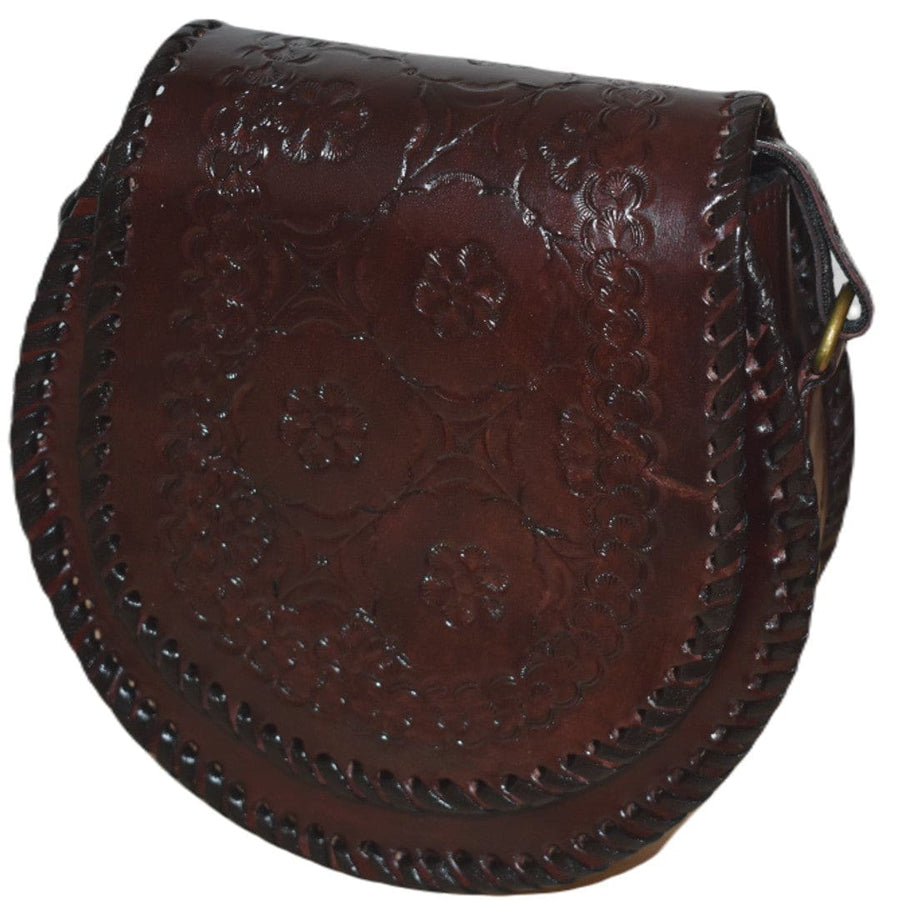 Geanta Sling lucrata manual cu model embosat. Cod: CAM4 - Geanta din Piele Naturala de camila