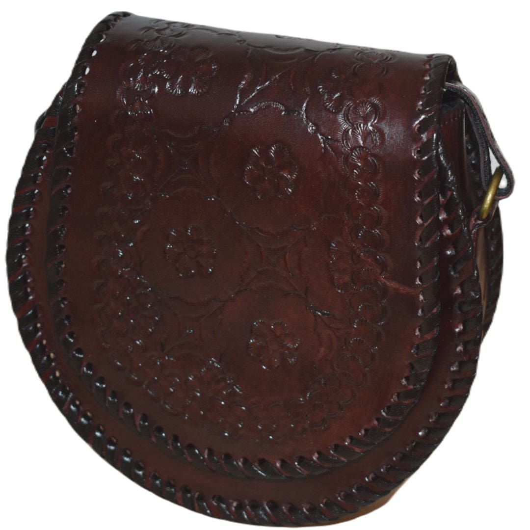 Geanta Sling lucrata manual cu model embosat. Cod: CAM4 - Geanta din Piele Naturala de camila