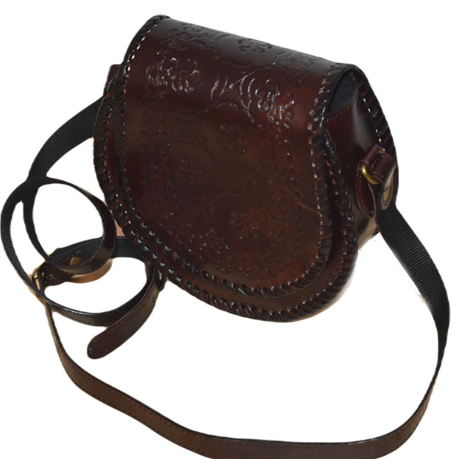 Geanta Sling lucrata manual cu model embosat. Cod: CAM4 - Geanta din Piele Naturala de camila