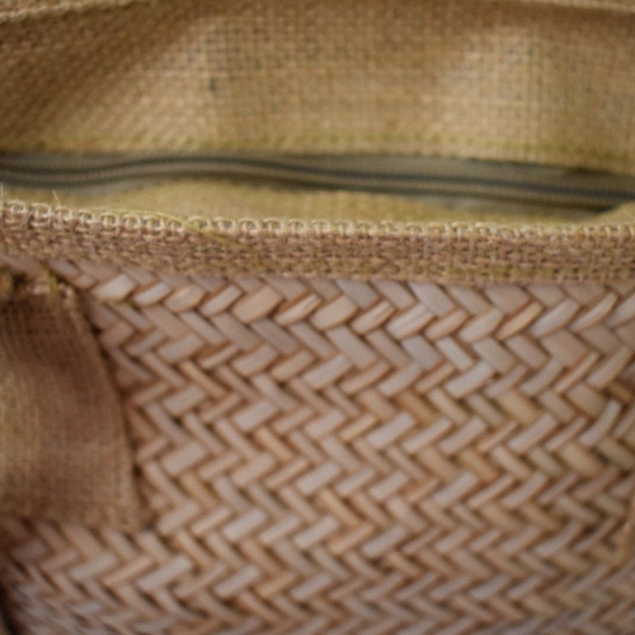 Geanta Tote pentru Plaja din nuiele de Trestie de zahar si captuseala din Bumbac - NaturalHandmade - Geanta din Piele Naturala