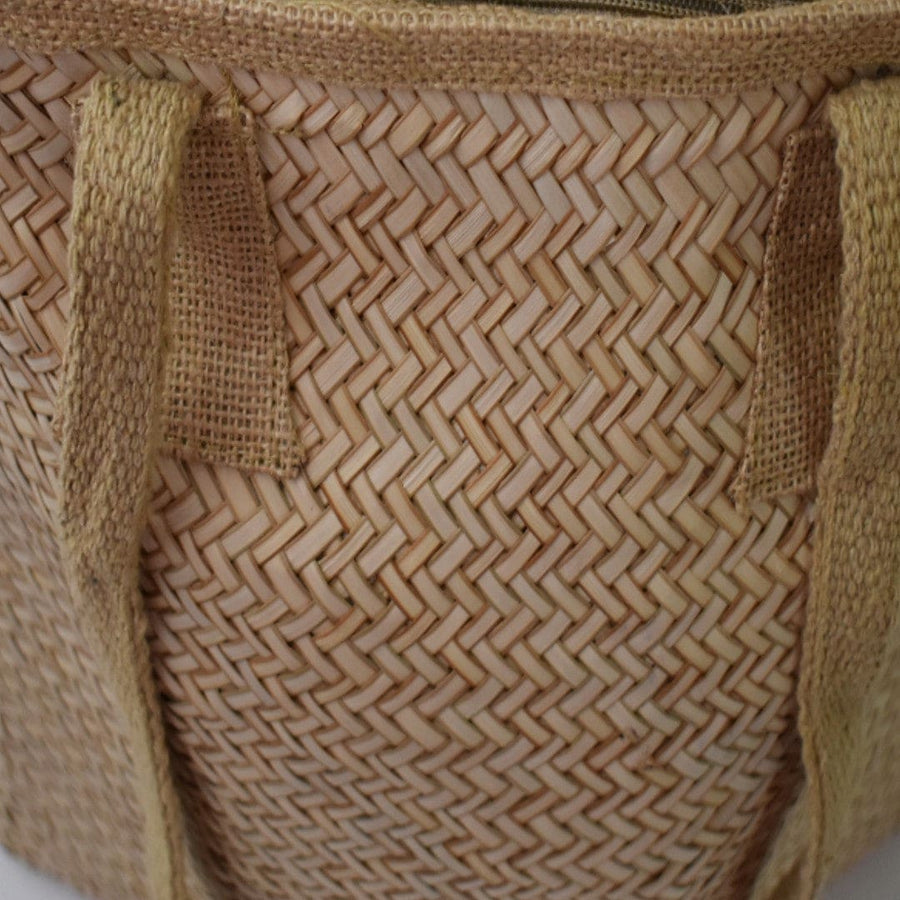 Geanta Tote pentru Plaja din nuiele de Trestie de zahar si captuseala din Bumbac - NaturalHandmade - Geanta din Piele Naturala