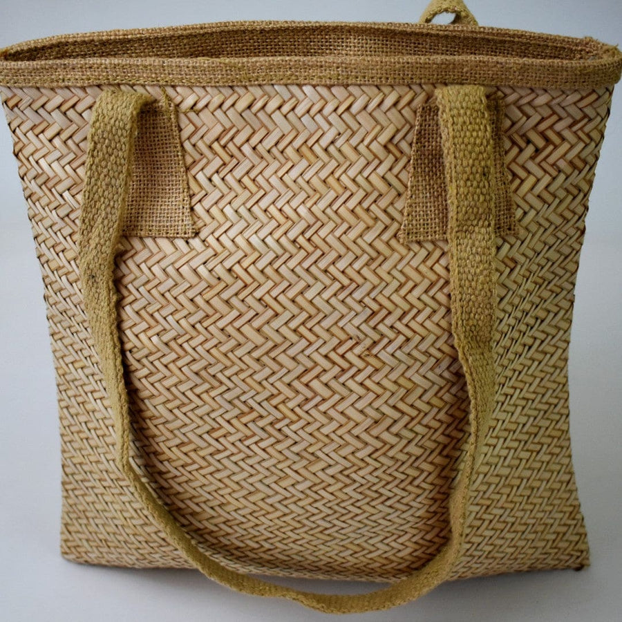 Geanta Tote pentru Plaja din nuiele de Trestie de zahar si captuseala din Bumbac - NaturalHandmade - Geanta din Piele Naturala
