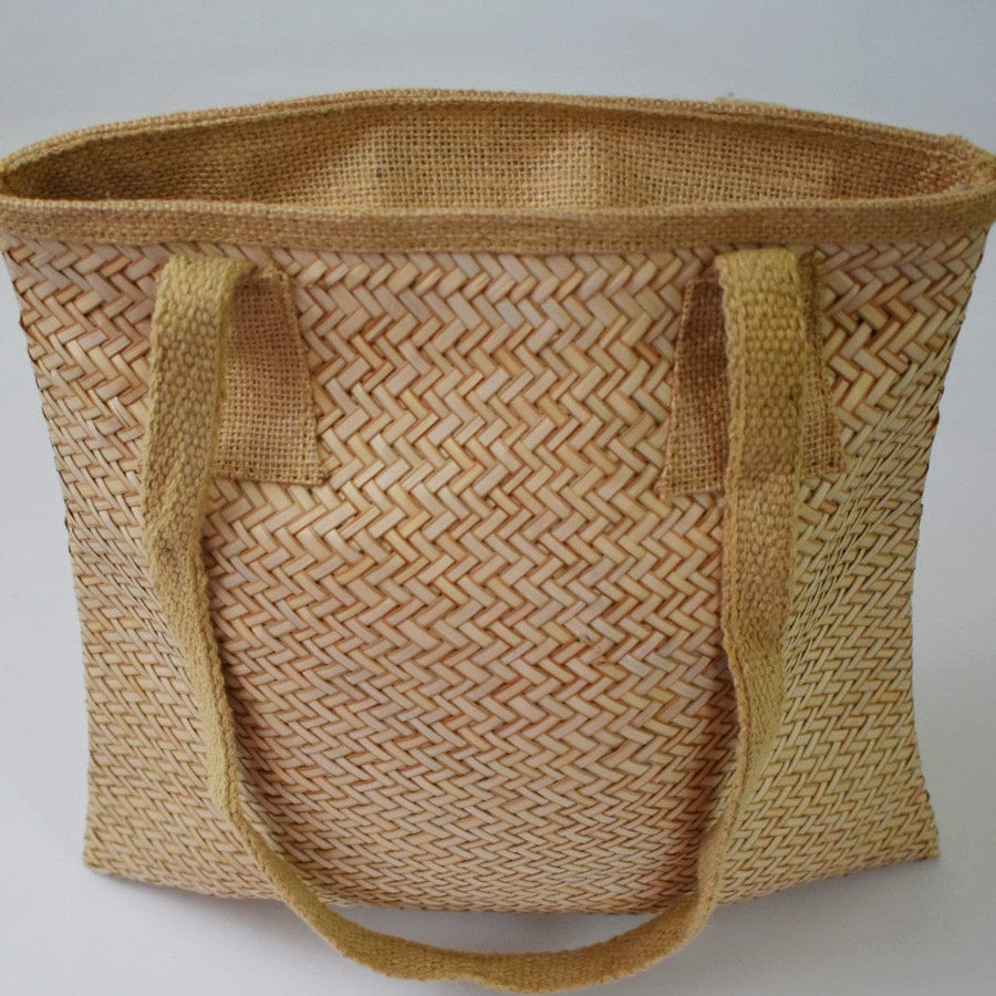 Geanta Tote pentru Plaja din nuiele de Trestie de zahar si captuseala din Bumbac - NaturalHandmade - Geanta din Piele Naturala