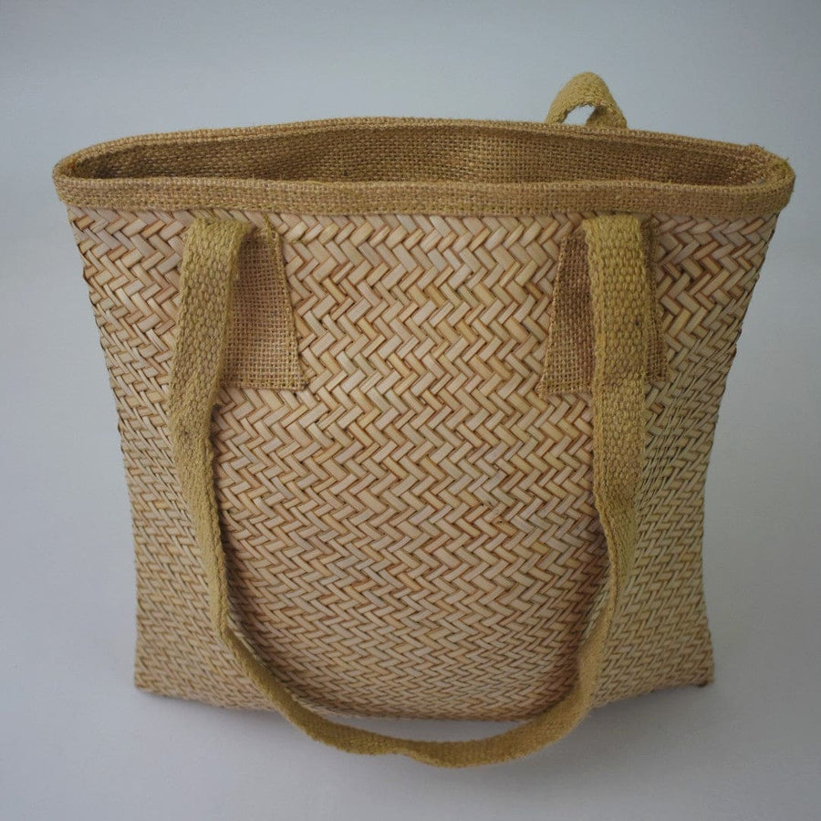 Geanta Tote pentru Plaja din nuiele de Trestie de zahar si captuseala din Bumbac - NaturalHandmade - Geanta din Piele Naturala