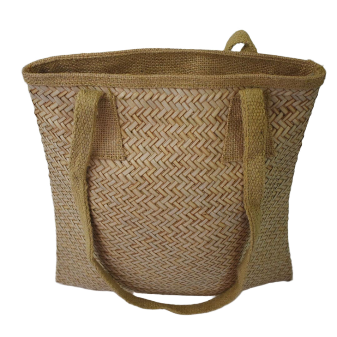 Geanta Tote pentru Plaja din nuiele de Trestie de zahar si captuseala din Bumbac - NaturalHandmade - Geanta din Piele Naturala