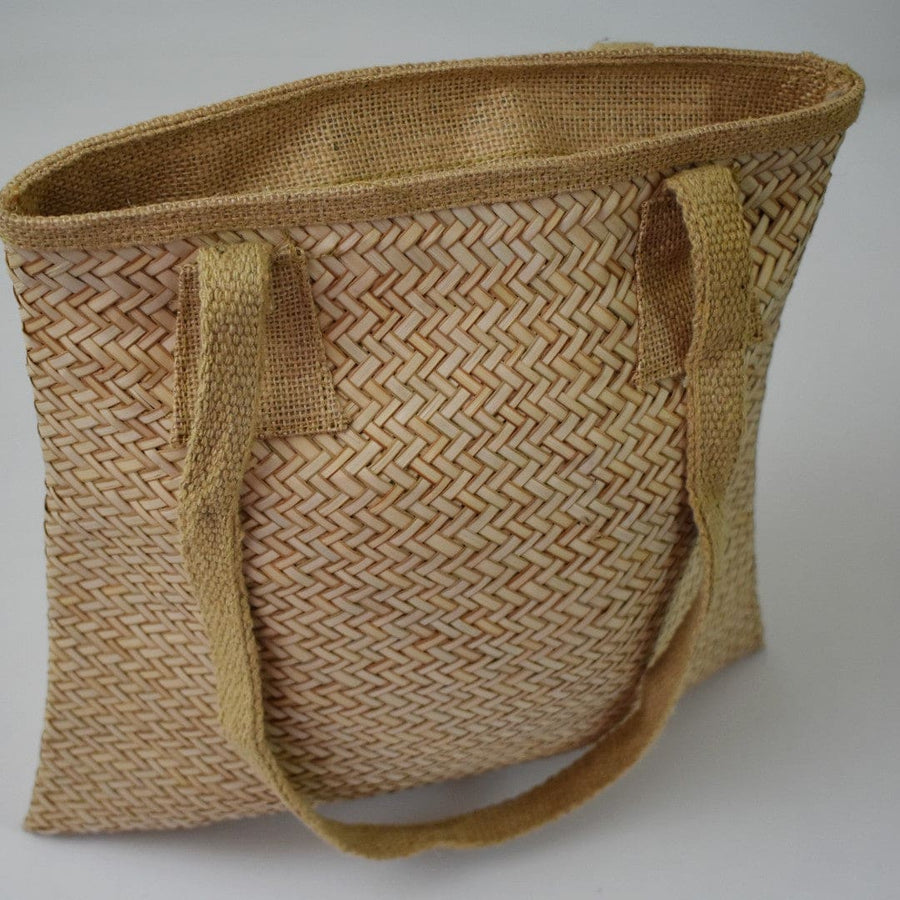 Geanta Tote pentru Plaja din nuiele de Trestie de zahar si captuseala din Bumbac - NaturalHandmade - Geanta din Piele Naturala