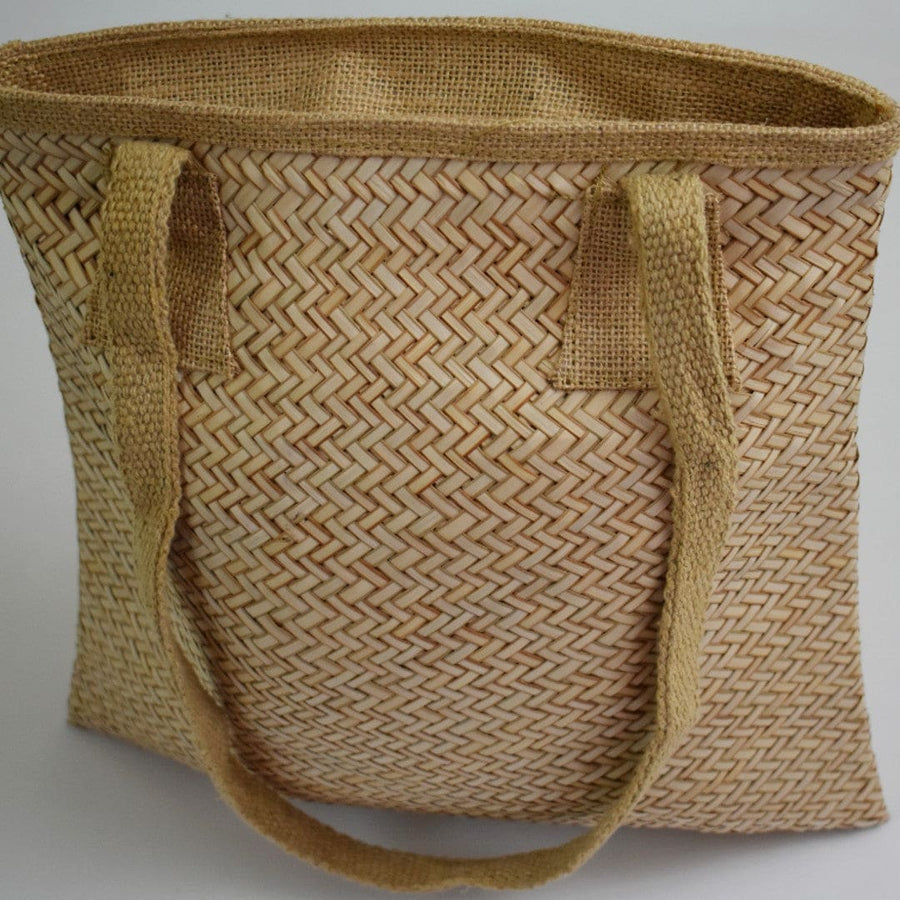 Geanta Tote pentru Plaja din nuiele de Trestie de zahar si captuseala din Bumbac - NaturalHandmade - Geanta din Piele Naturala