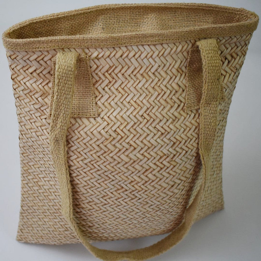 Geanta Tote pentru Plaja din nuiele de Trestie de zahar si captuseala din Bumbac - NaturalHandmade - Geanta din Piele Naturala
