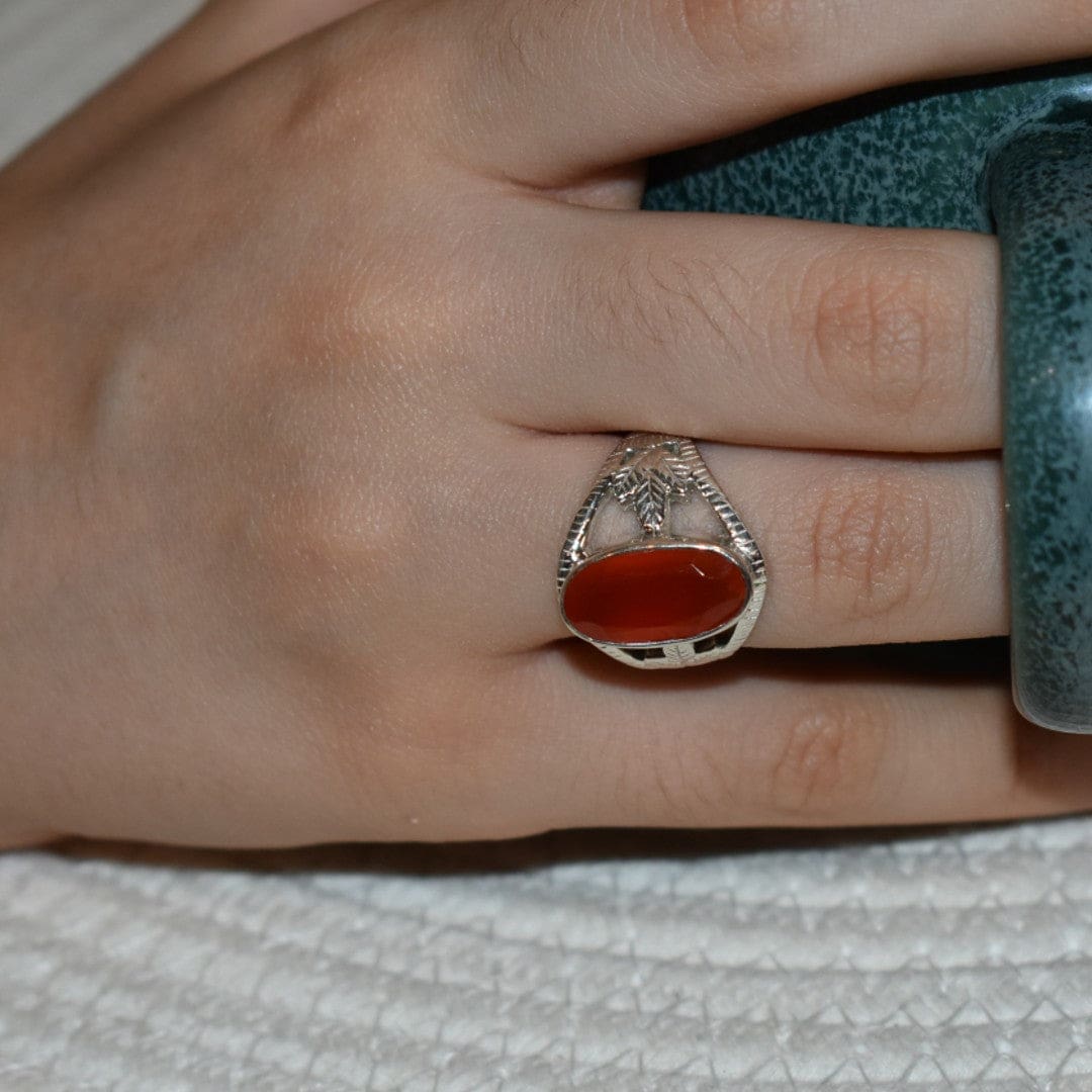 Inel din Argint 925 cu Piatra Semipretioasa Naturala de Carneol (Carnelian)->Cod: PureSilver42 (Marime: 8) - inel argint