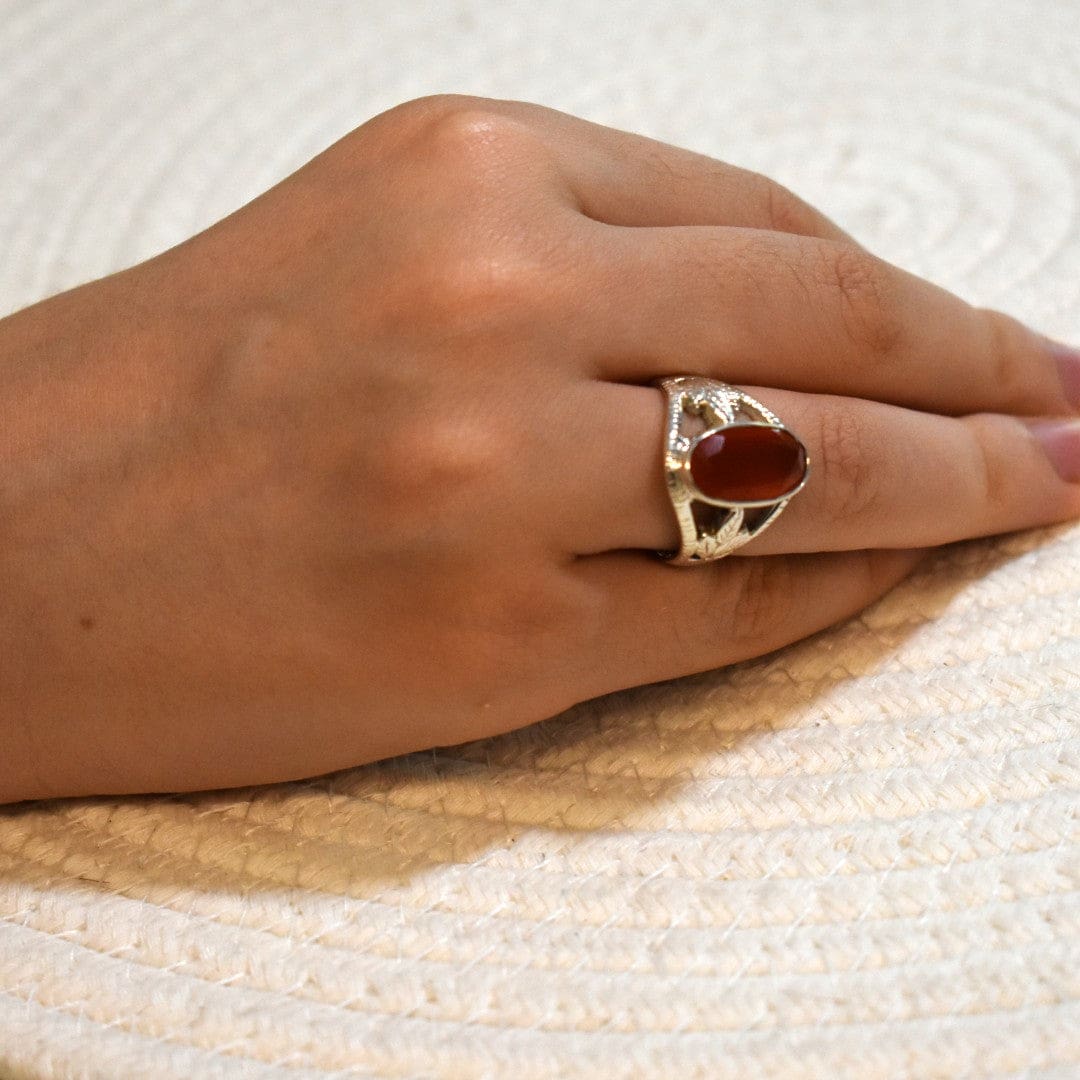 Inel din Argint 925 cu Piatra Semipretioasa Naturala de Carneol (Carnelian)->Cod: PureSilver42 (Marime: 8) - inel argint