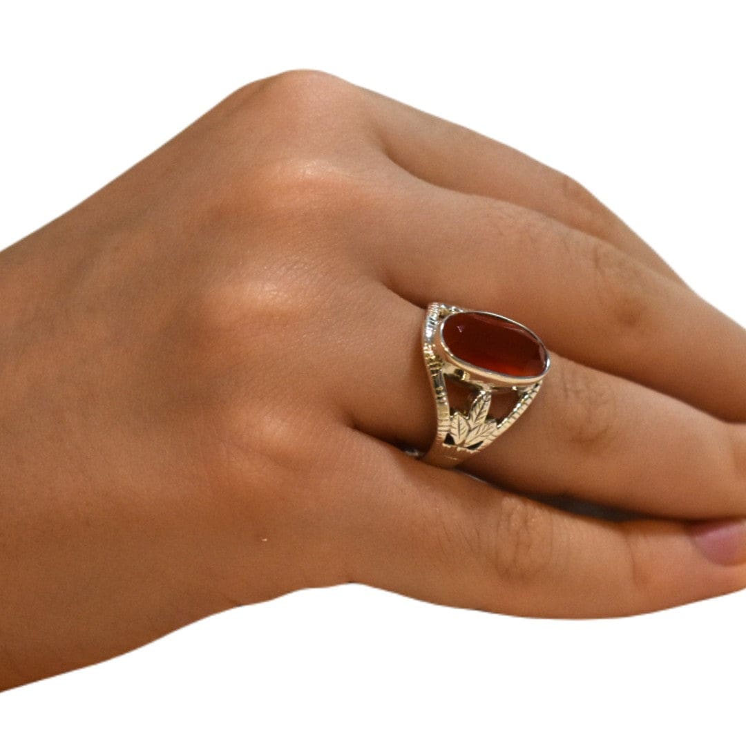 Inel din Argint 925 cu Piatra Semipretioasa Naturala de Carneol (Carnelian)->Cod: PureSilver42 (Marime: 8) - inel argint