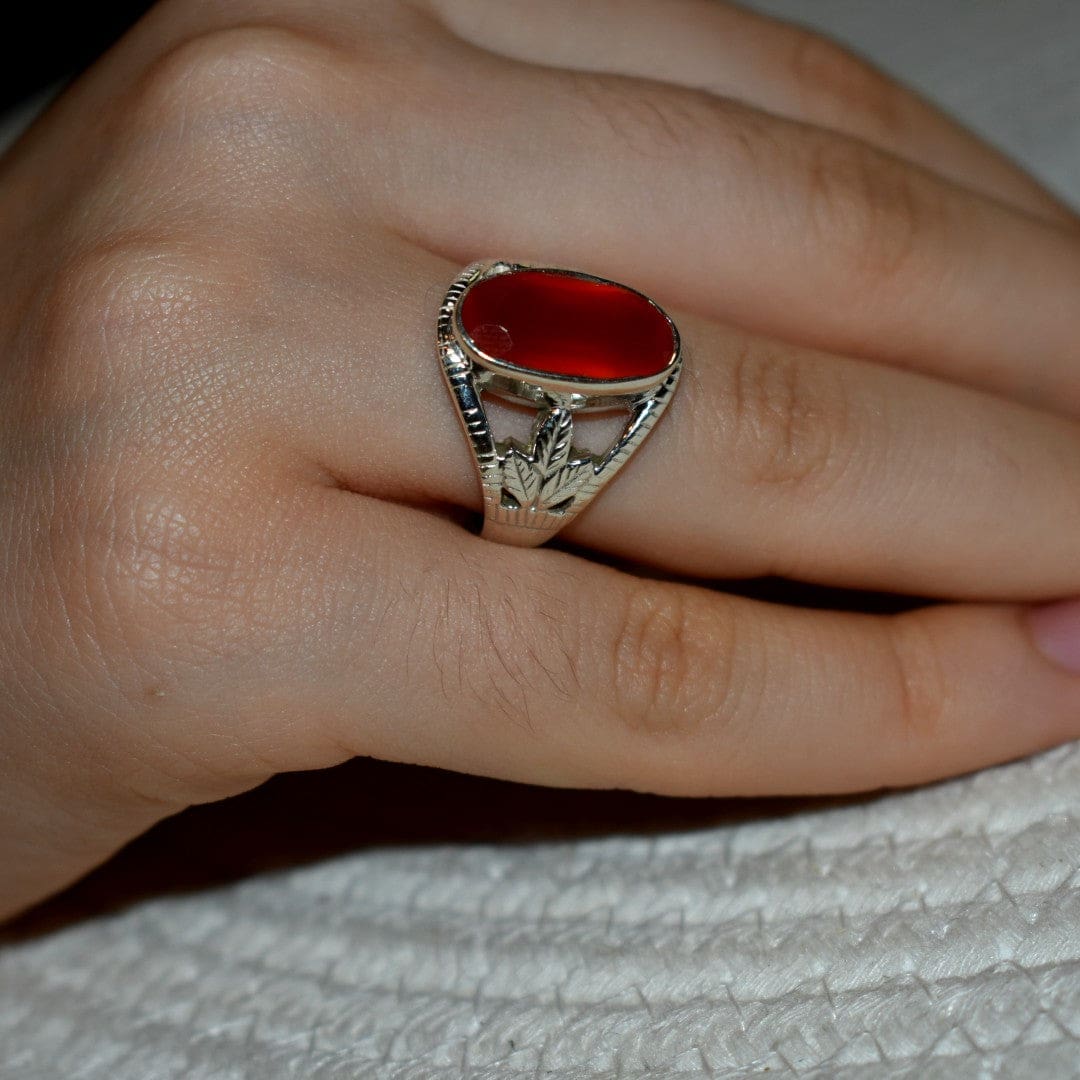 Inel din Argint 925 cu Piatra Semipretioasa Naturala de Carneol (Carnelian)->Cod: PureSilver42 (Marime: 8) - inel argint
