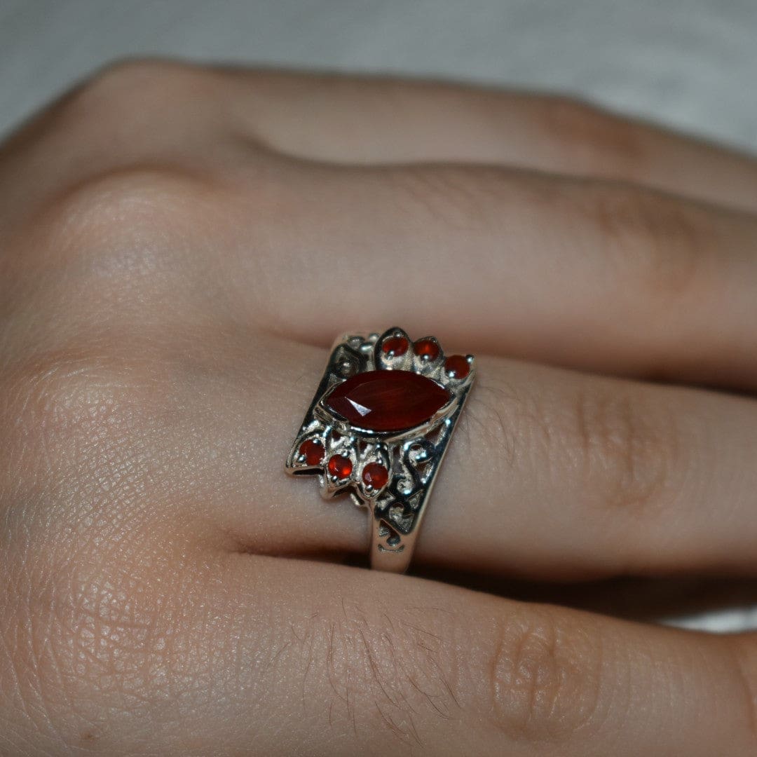Inel din Argint 925 cu Pietre Semipretioase Naturale de Carneol (Carnelian) ->Cod: PureSilver52 (Marime: 8) - inel argint