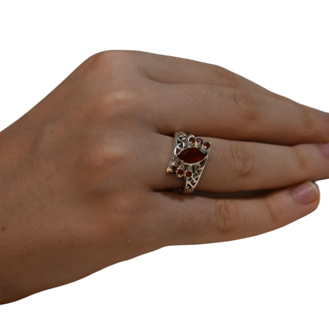 Inel din Argint 925 cu Pietre Semipretioase Naturale de Carneol (Carnelian) ->Cod: PureSilver52 (Marime: 8) - inel argint