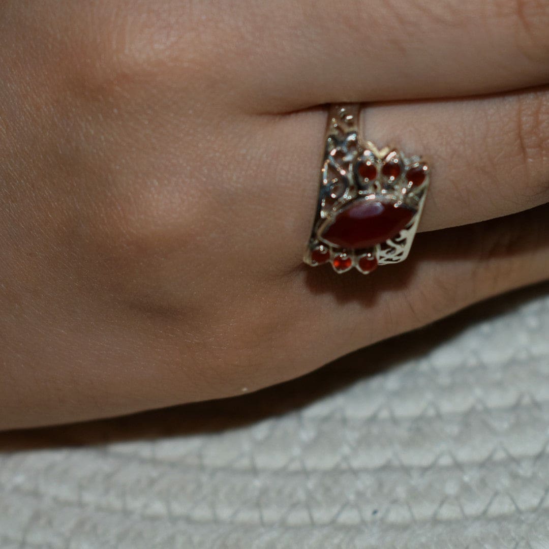 Inel din Argint 925 cu Pietre Semipretioase Naturale de Carneol (Carnelian) ->Cod: PureSilver52 (Marime: 8) - inel argint