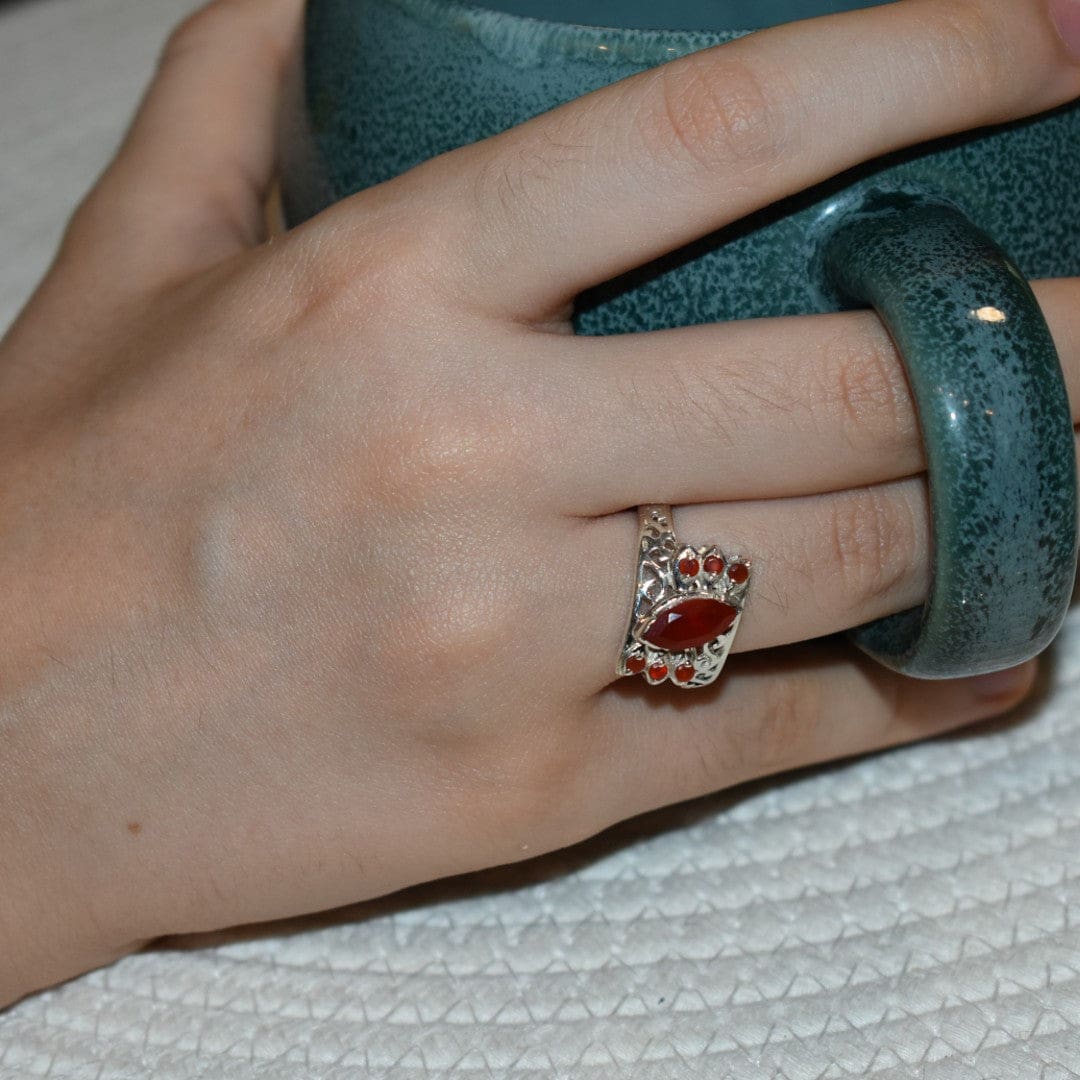 Inel din Argint 925 cu Pietre Semipretioase Naturale de Carneol (Carnelian) ->Cod: PureSilver52 (Marime: 8) - inel argint