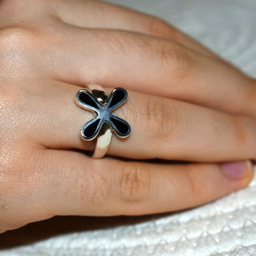 Inel din Argint 925 cu Pietre Semipretioase Naturale de Onix Negru ->Cod: PureSilver64 (Marime: 8,5) - inel argint