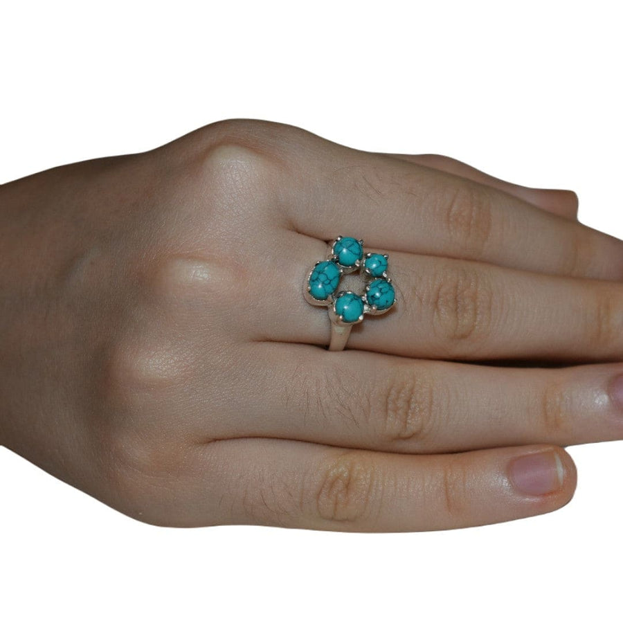 Inel din Argint 925 cu Pietre Semipretioase Naturale de Turcoaz - Code: PureSilver61 (Marime: 8) - inel argint