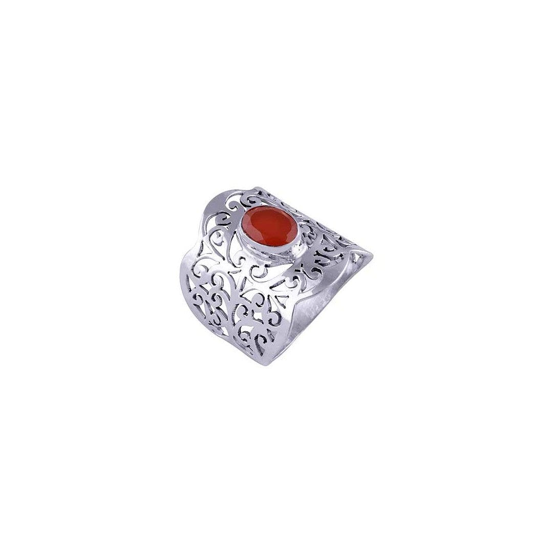 Inel din Argint cu Piatra Semipretioasa Naturala de Carneol (Carnelian) - Code: PureSilver54 (Marime: 8) - inel argint