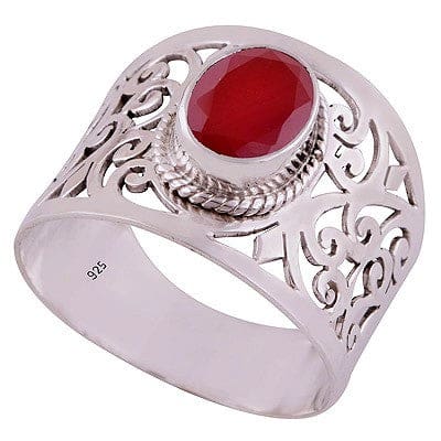 Inel din Argint cu Piatra Semipretioasa Naturala de Carneol (Carnelian) - Code: PureSilver73 (Marime: 7) - inel argint