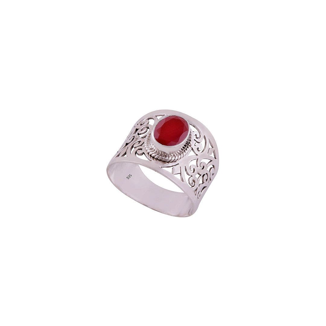 Inel din Argint cu Piatra Semipretioasa Naturala de Carneol (Carnelian) - Code: PureSilver73 (Marime: 7) - inel argint