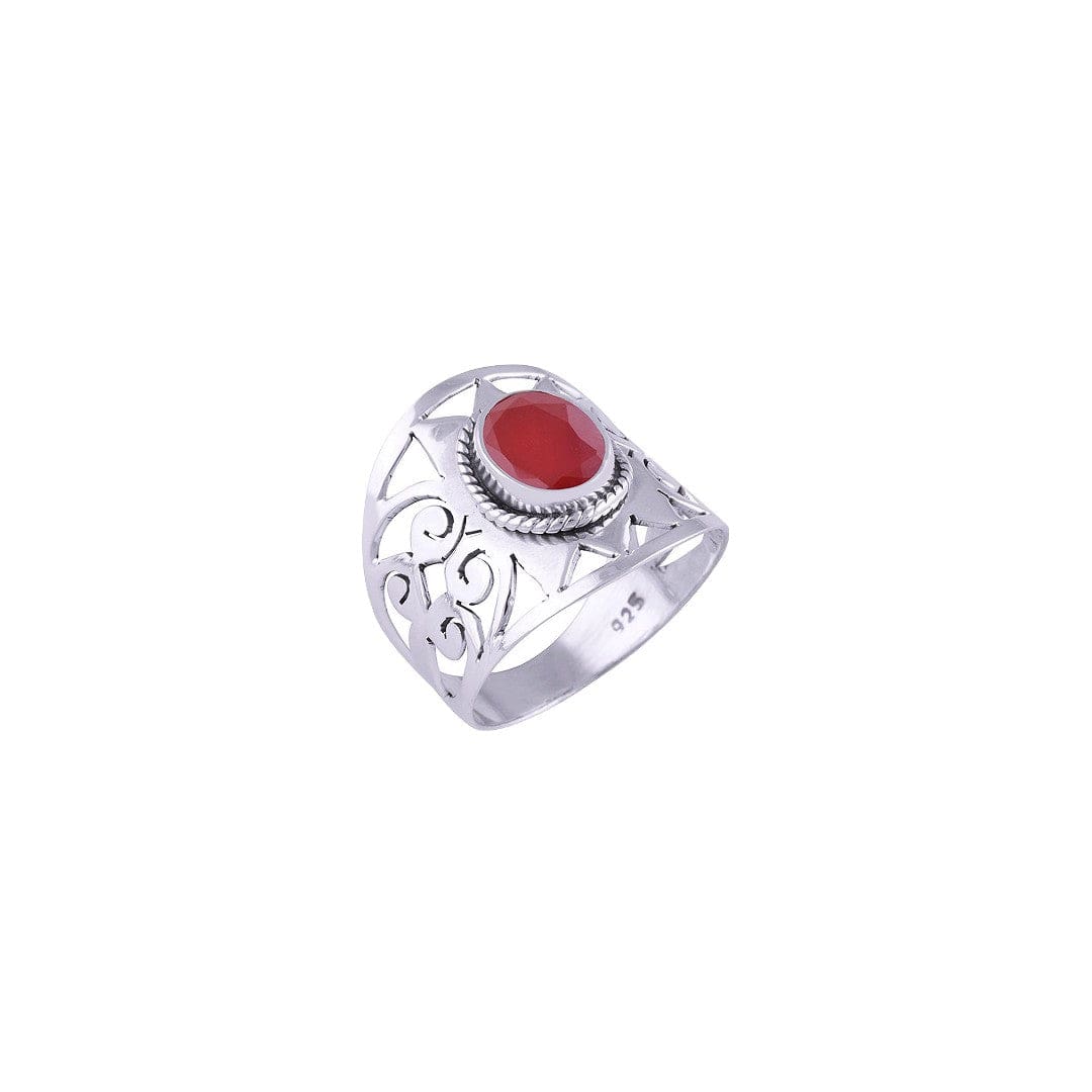 Inel din Argint cu Piatra Semipretioasa Naturala de Carneol (Carnelian) - Code: PureSilver75 (Marime: 8 (US) & 9.5 (US)) - inel argint