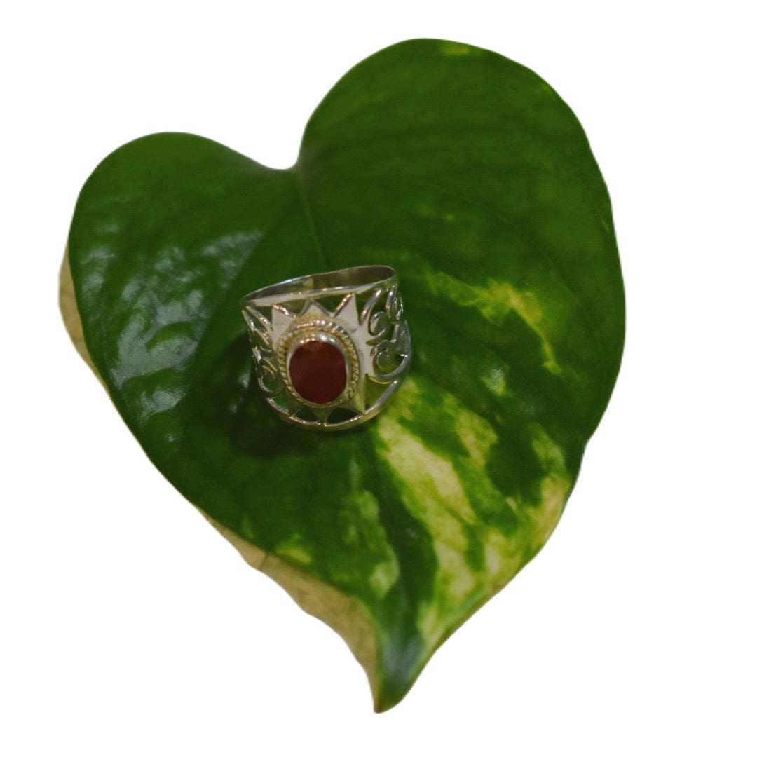 Inel din Argint cu Piatra Semipretioasa Naturala de Carneol (Carnelian) - Code: PureSilver75 (Marime: 8 (US) & 9.5 (US)) - inel argint
