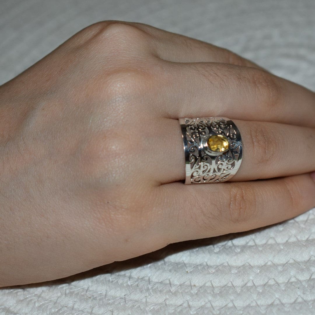 Inel din Argint cu Piatra Semipretioasa Naturala de Citrine - Code: PureSilver19 (Marime: 8) - inel argint