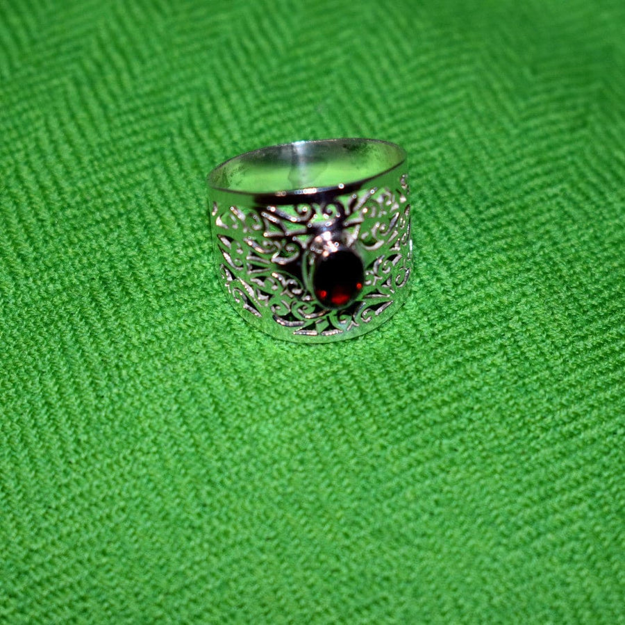 Inel din Argint cu Piatra Semipretioasa Naturala de Granat (Garnet) - Code: PureSilver18 (Marime: 9) - inel argint