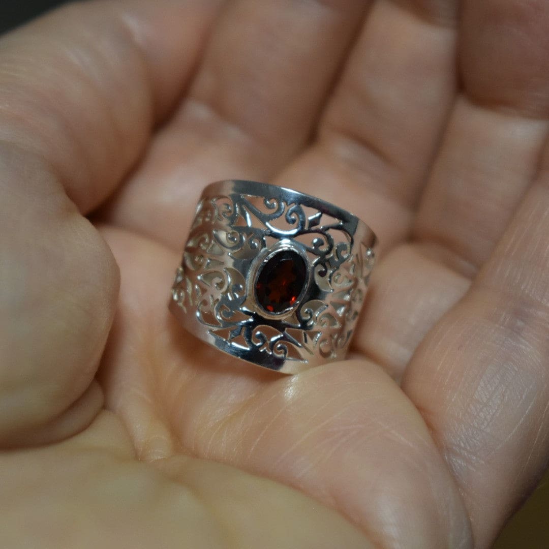 Inel din Argint cu Piatra Semipretioasa Naturala de Granat (Garnet) - Code: PureSilver18 (Marime: 9) - inel argint