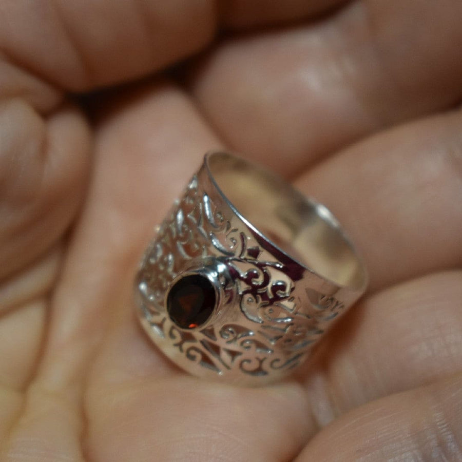 Inel din Argint cu Piatra Semipretioasa Naturala de Granat (Garnet) - Code: PureSilver18 (Marime: 9) - inel argint