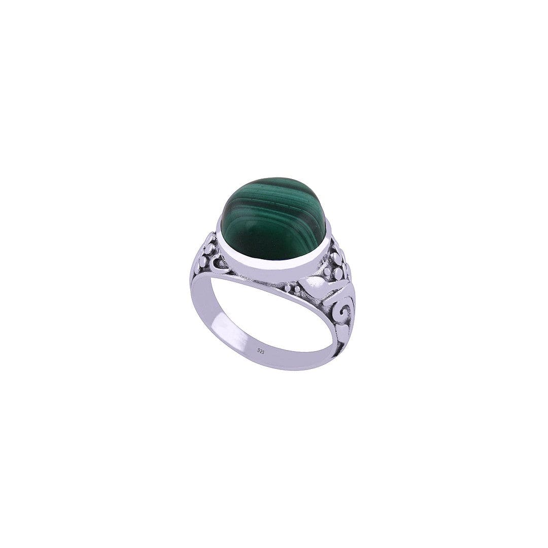 Inel din Argint cu Piatra Semipretioasa Naturala de Malachite - Code: PureSilver41 (Marime: 8) - inel argint