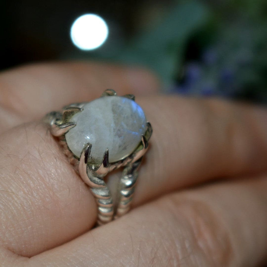 Inel din Argint cu Piatra Semipretioasa Naturala de Rainbow Moonstone (Piatra Lunii) -> Code: PureSilver56 (Marime: 7) - inel argint