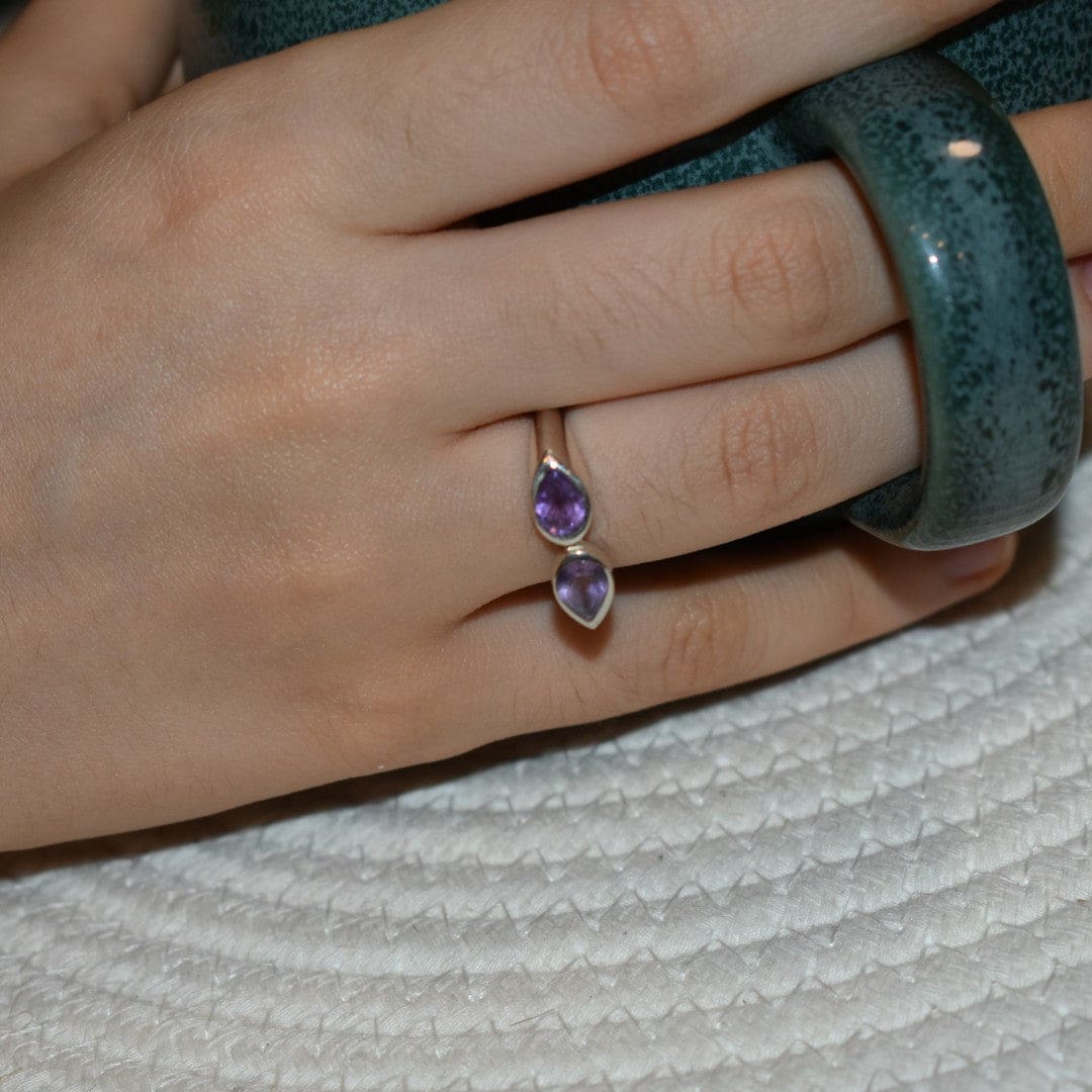 Inel din Argint cu Pietre Semipretioase Naturale de Amethyst - Code: PureSilver55 (Marime: 9) - inel argint