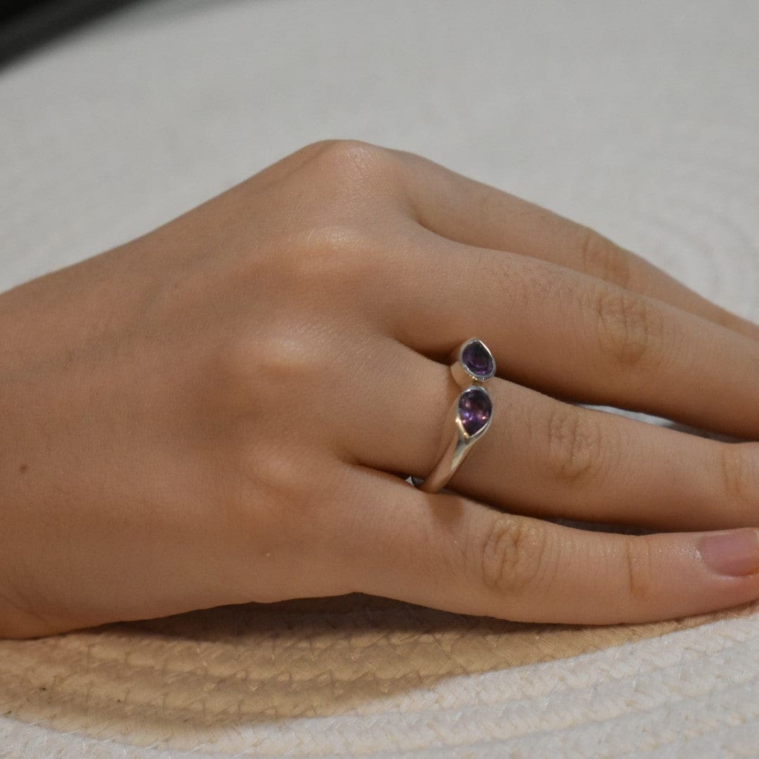 Inel din Argint cu Pietre Semipretioase Naturale de Amethyst - Code: PureSilver55 (Marime: 9) - inel argint