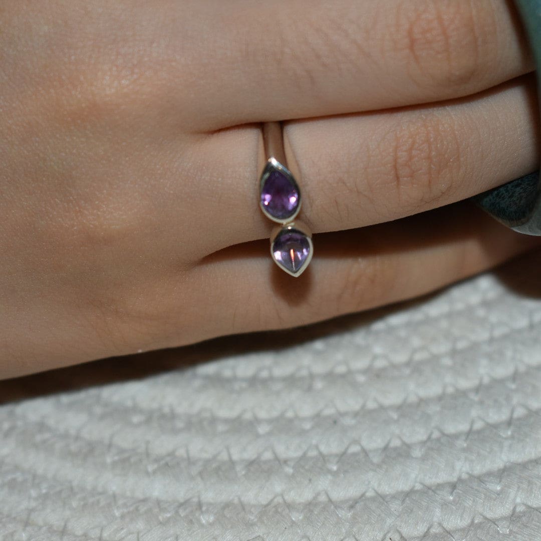 Inel din Argint cu Pietre Semipretioase Naturale de Amethyst - Code: PureSilver55 (Marime: 9) - inel argint