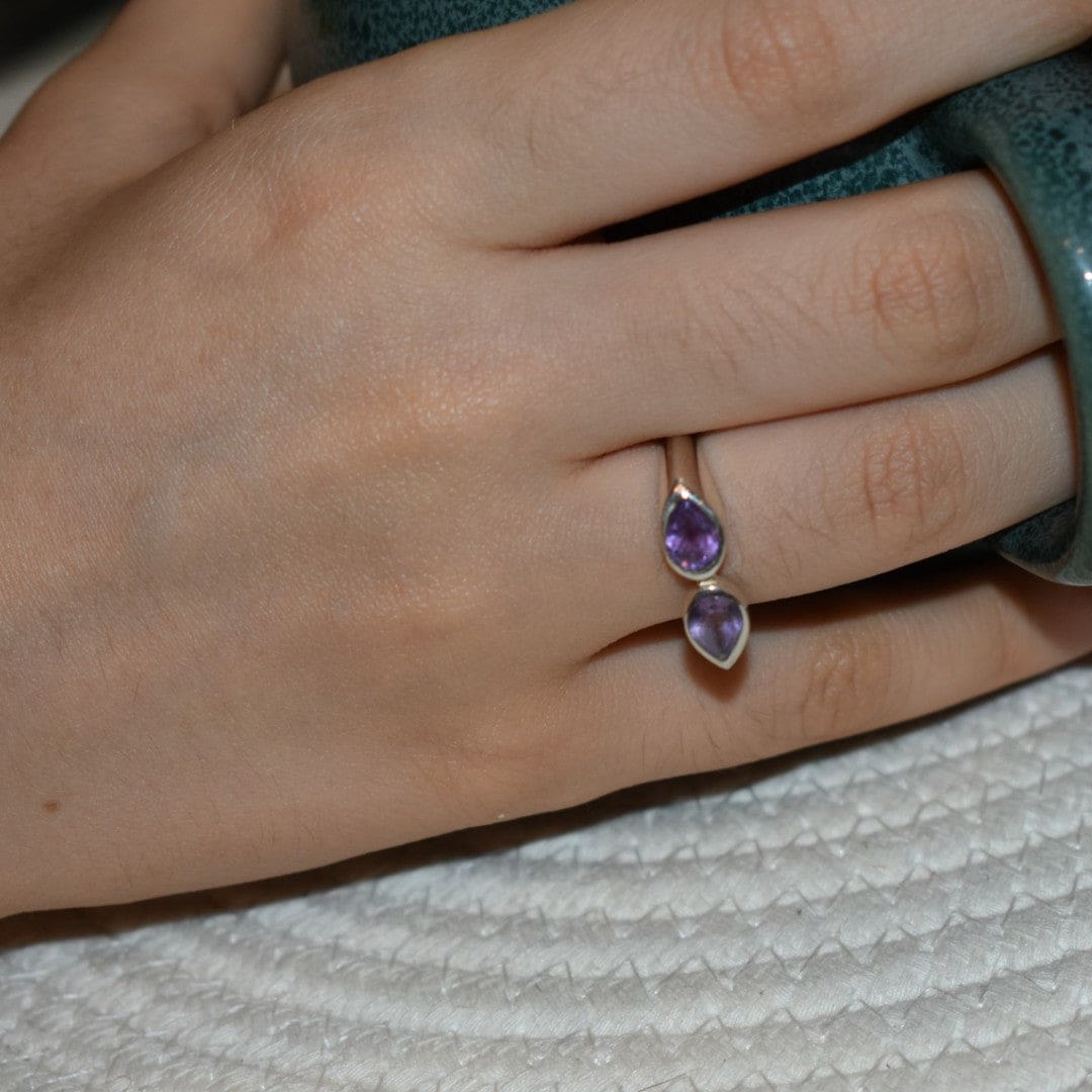 Inel din Argint cu Pietre Semipretioase Naturale de Amethyst - Code: PureSilver55 (Marime: 9) - inel argint