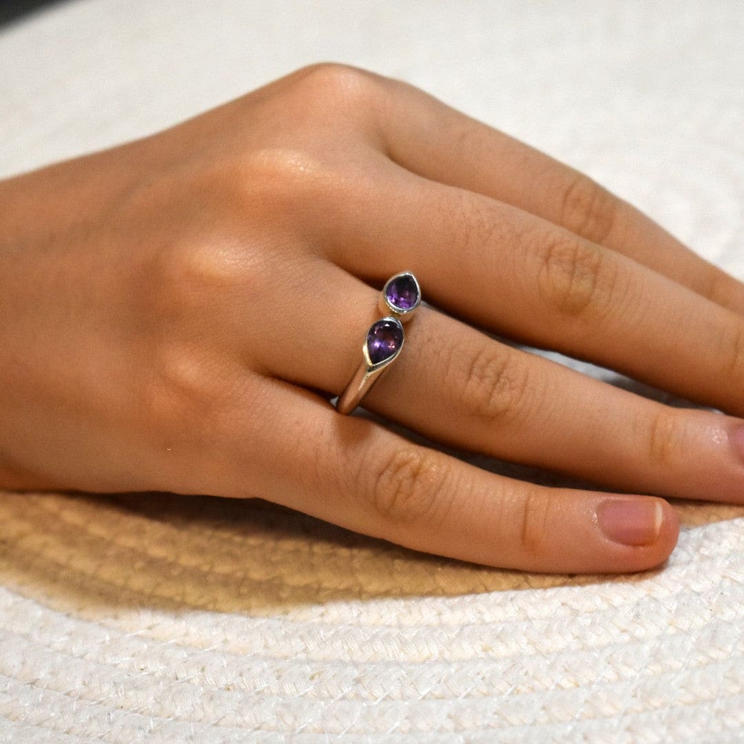 Inel din Argint cu Pietre Semipretioase Naturale de Amethyst - Code: PureSilver55 (Marime: 9) - inel argint