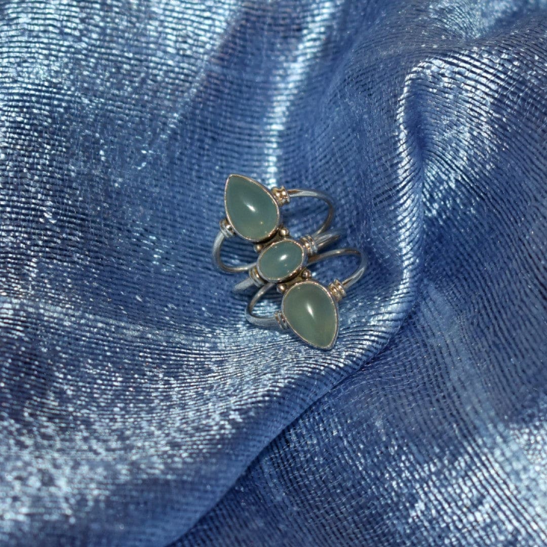 Inel din Argint cu Pietre Semipretioase Naturale de Calcedonie Albastra - Cod: PureSilver39 (Marime: 7) - inel argint