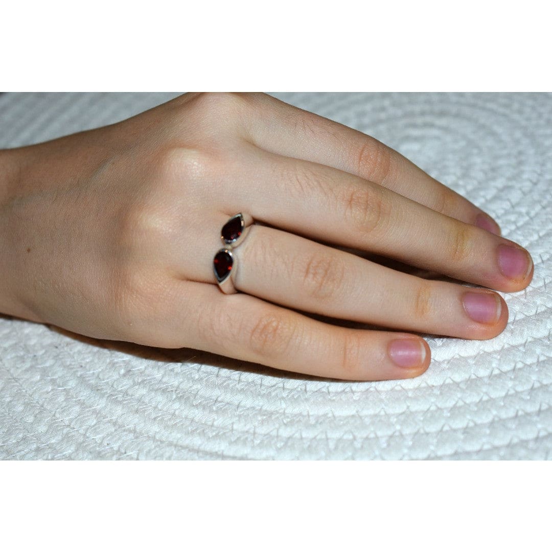 Inel din Argint cu Pietre Semipretioase Naturale de Granat (Garnet) - Code: PureSilver44 (Marime: 7) - inel argint