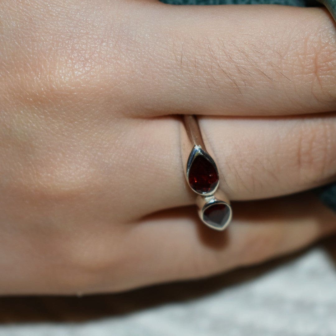 Inel din Argint cu Pietre Semipretioase Naturale de Granat (Garnet) - Code: PureSilver44 (Marime: 7) - inel argint