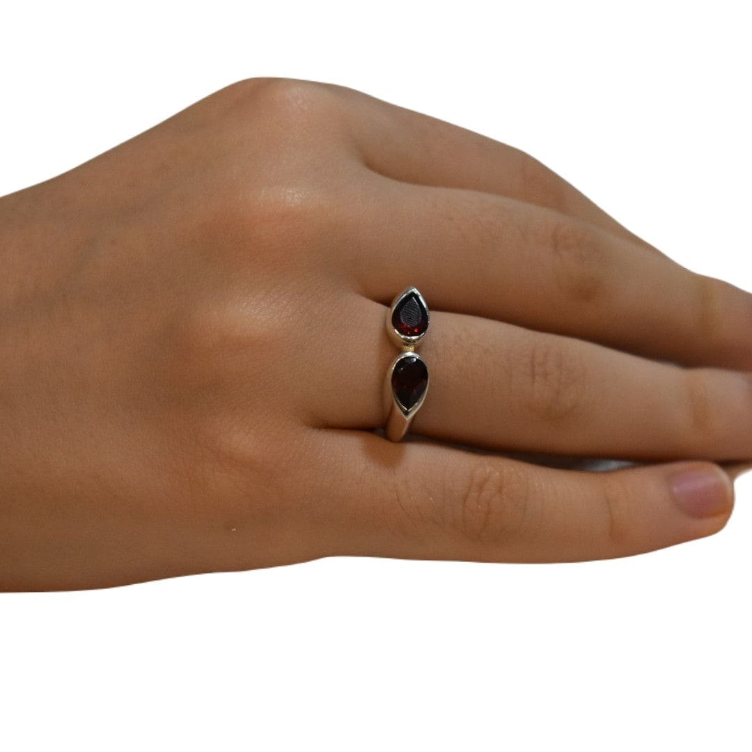 Inel din Argint cu Pietre Semipretioase Naturale de Granat (Garnet) - Code: PureSilver44 (Marime: 7) - inel argint
