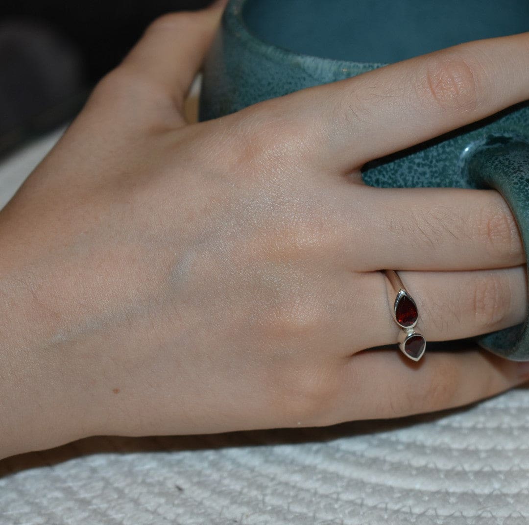Inel din Argint cu Pietre Semipretioase Naturale de Granat (Garnet) - Code: PureSilver44 (Marime: 7) - inel argint