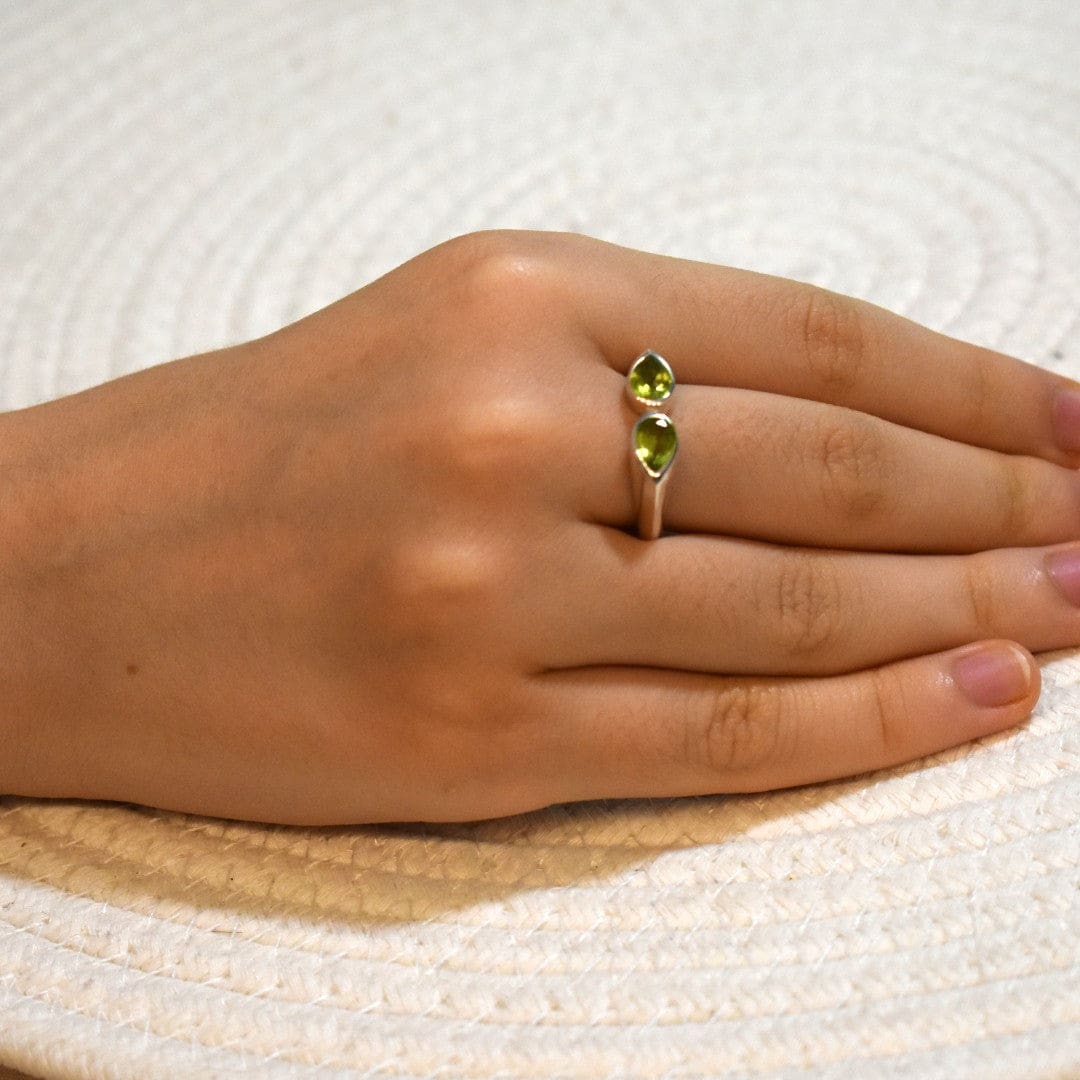 Inel din Argint cu Pietre Semipretioase Naturale de Peridot - Code: PureSilver22 (Marime: 8.5) - inel argint