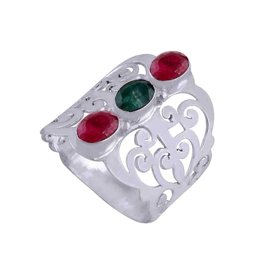 Inel din Argint cu Pietre semipretioase naturale de Rubin & Smarald -PureSilver4 (Marime: 7) - inel argint