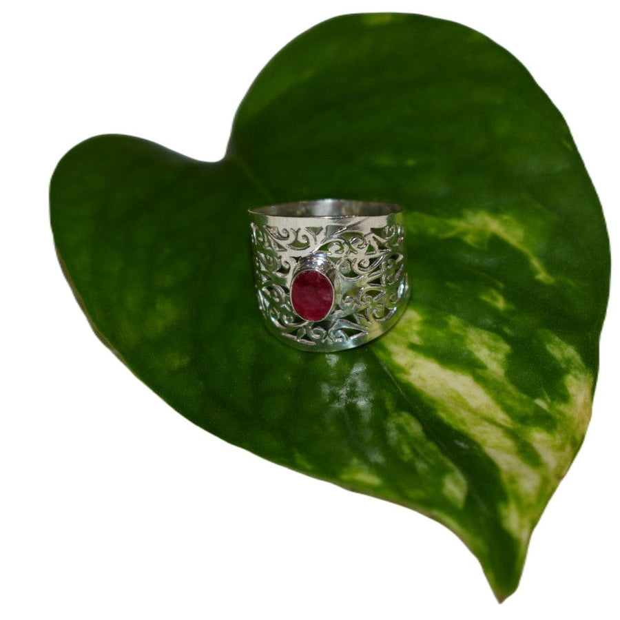Inel Statement din Argint 925 cu Piatra Semipretioasa Naturala de Rubin - Code: PureSilver46 (Marime: 7 (US) & 8 (US) - inel argint