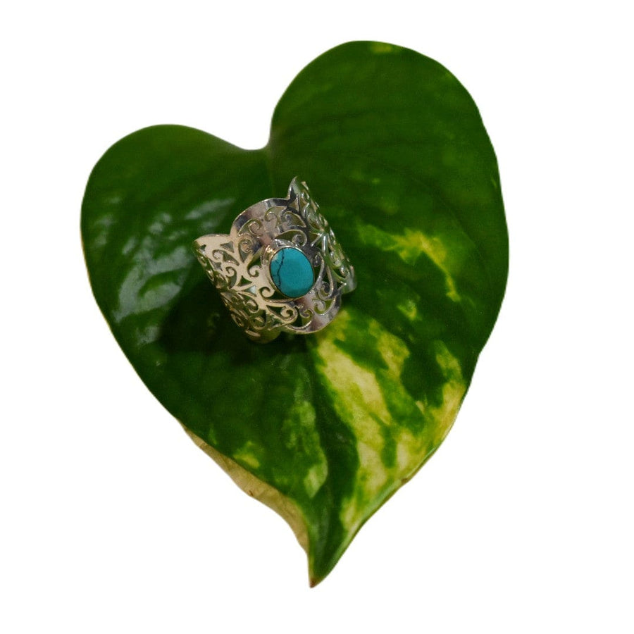 Inel Statement din Argint 925 cu Piatra Semipretioasa Naturala de Turcoaz - Code: PureSilver37 (Marime: 8 (US) & 9 (US) - inel argint