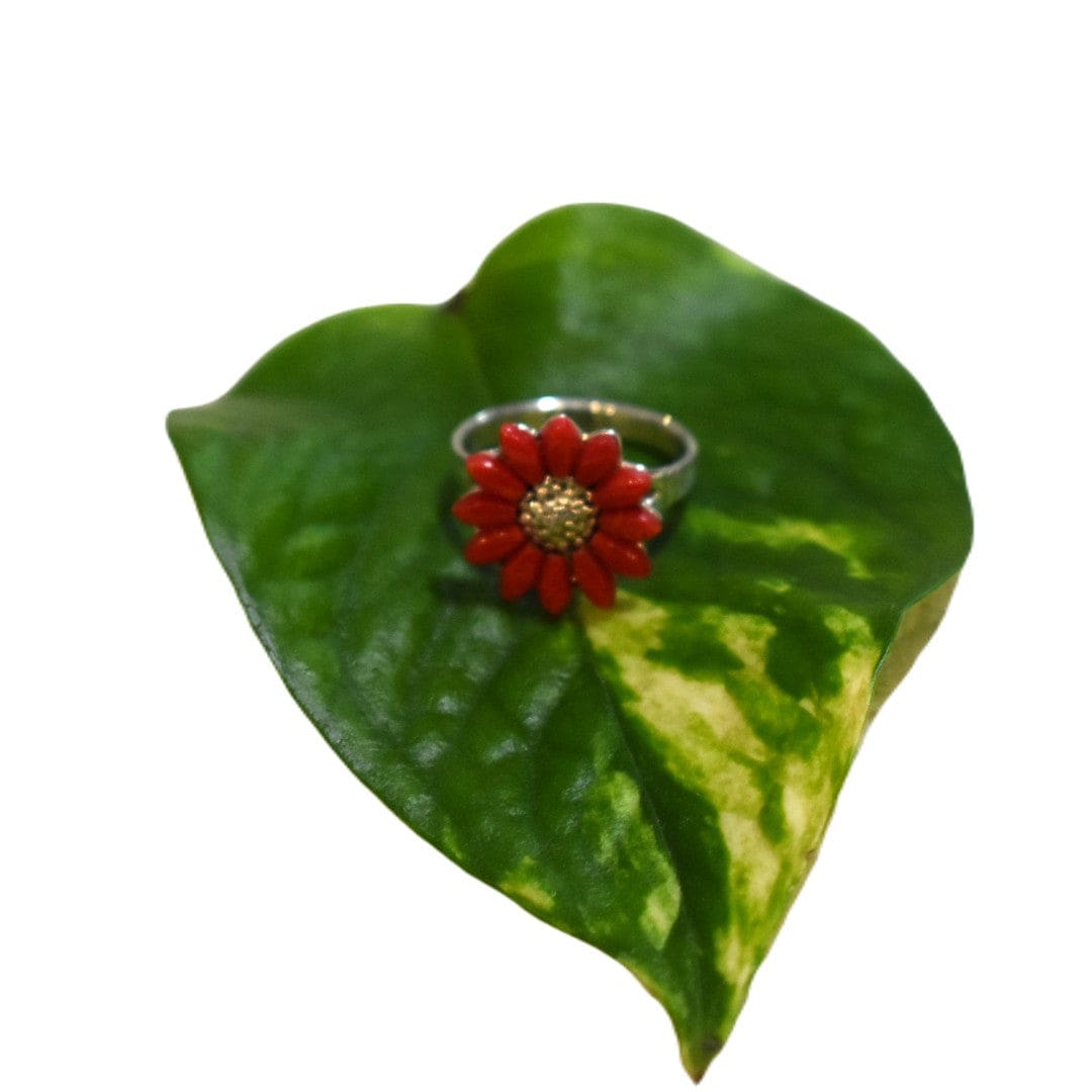 Inel Statement din Argint 925 cu Pietre de Coral Rosu - Code: PureSilver27 (Marimi: 7 & 9) inel argint