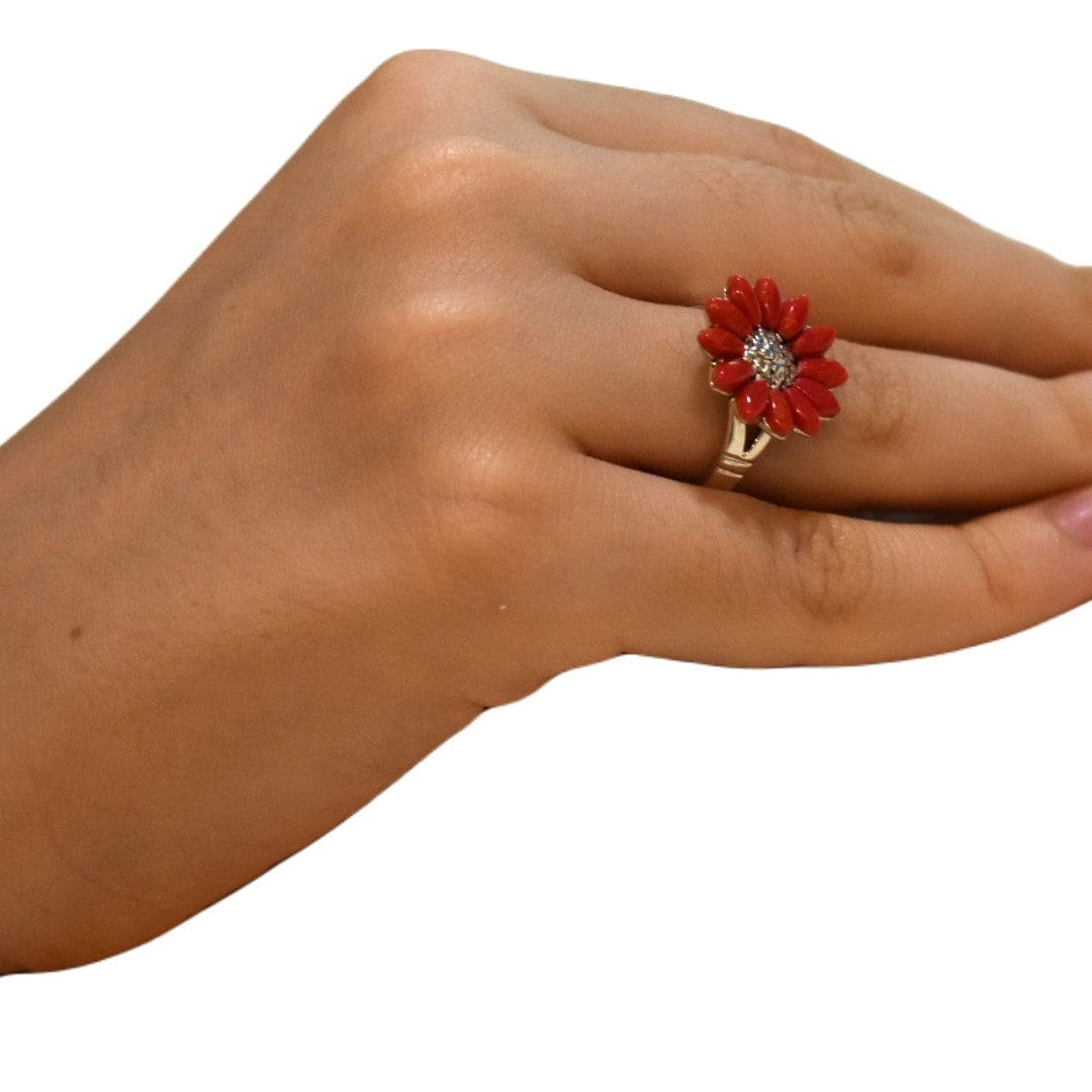 Inel Statement din Argint 925 cu Pietre de Coral Rosu - Code: PureSilver27 (Marimi: 7 & 9) inel argint
